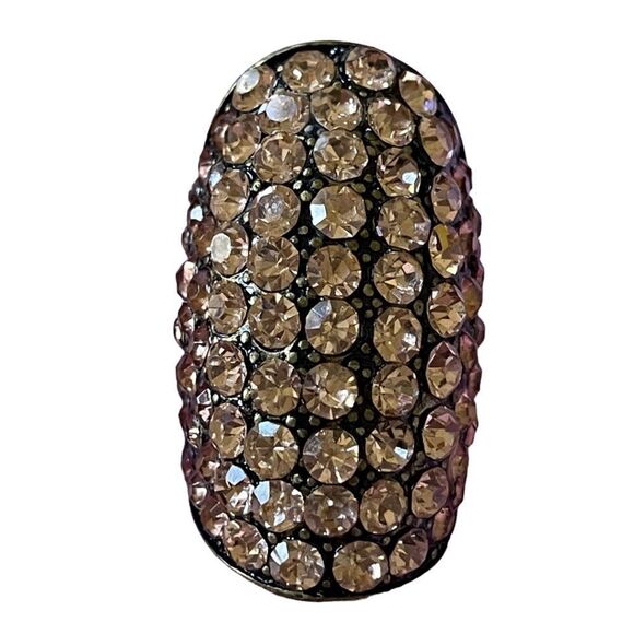 NWOT pink salmon rhinestones knuckle ring US size 6 - Picture 2 of 10